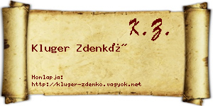 Kluger Zdenkó névjegykártya